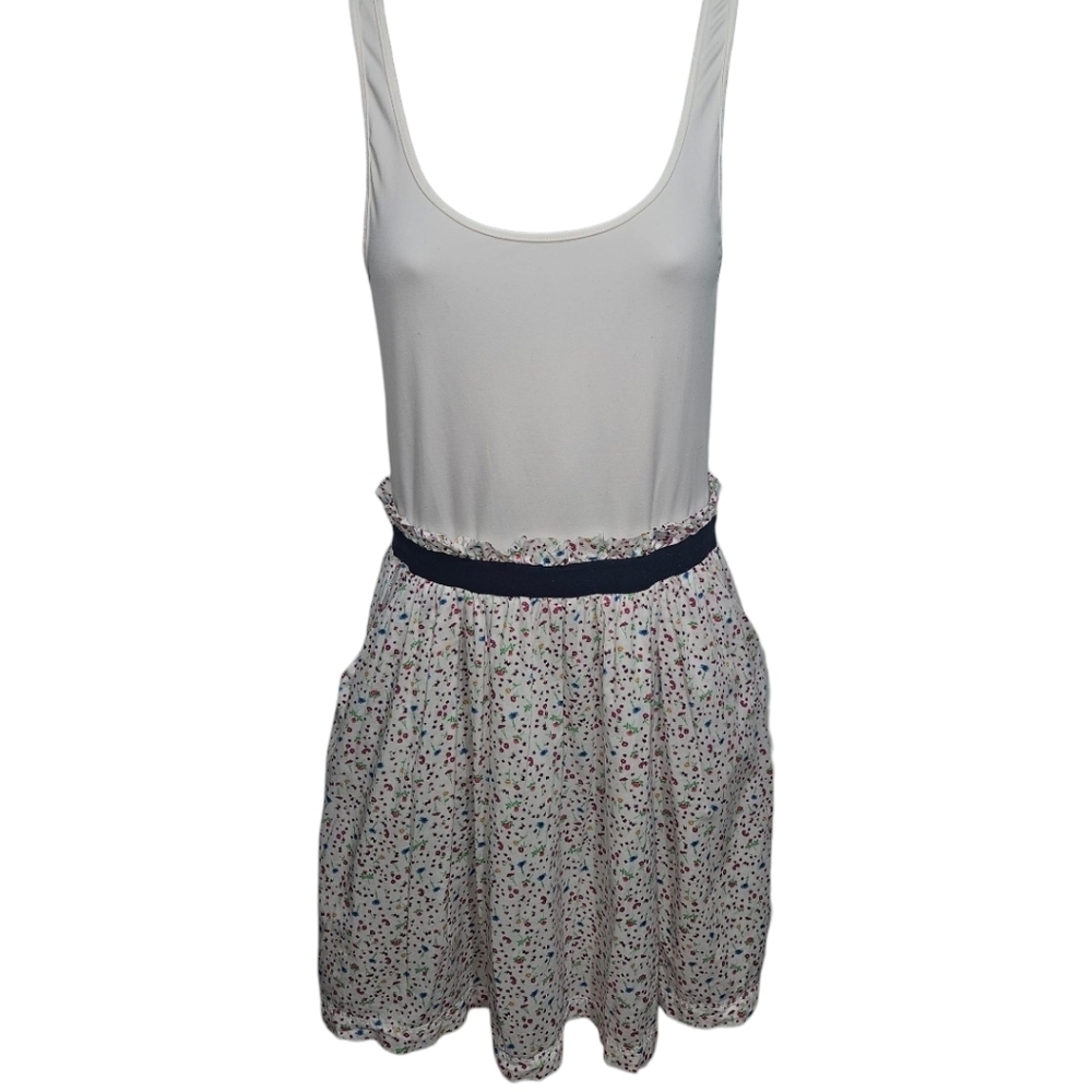 Pink Victoria's Secret Elastic Ruffled Waist White/Colorful Tank Dress